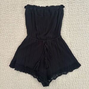 Xhilaration Black Crochet Romper